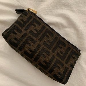 Authentic fendi zucca monogram FF print cosmetic bag or wallet/clutch